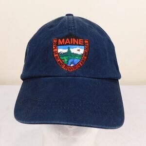LL Bean Maine Dept Of Fisheries And Wildlife Hat Blue Patches Strapback